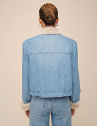 Fur Denim Jacket, Vintage/Frost Wash