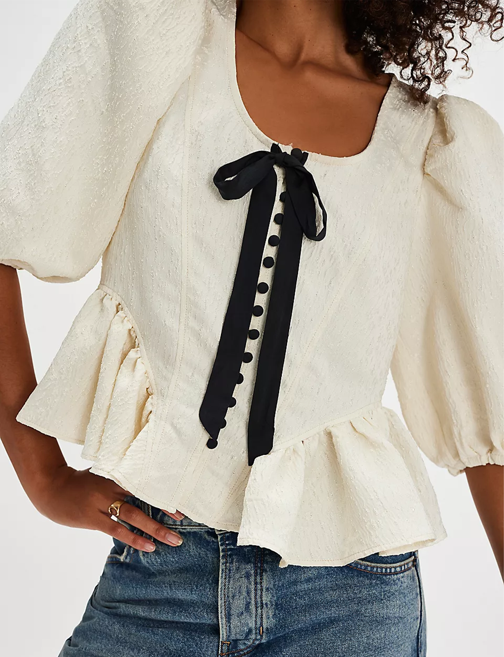 Pamela Bow Top, White Alyssum