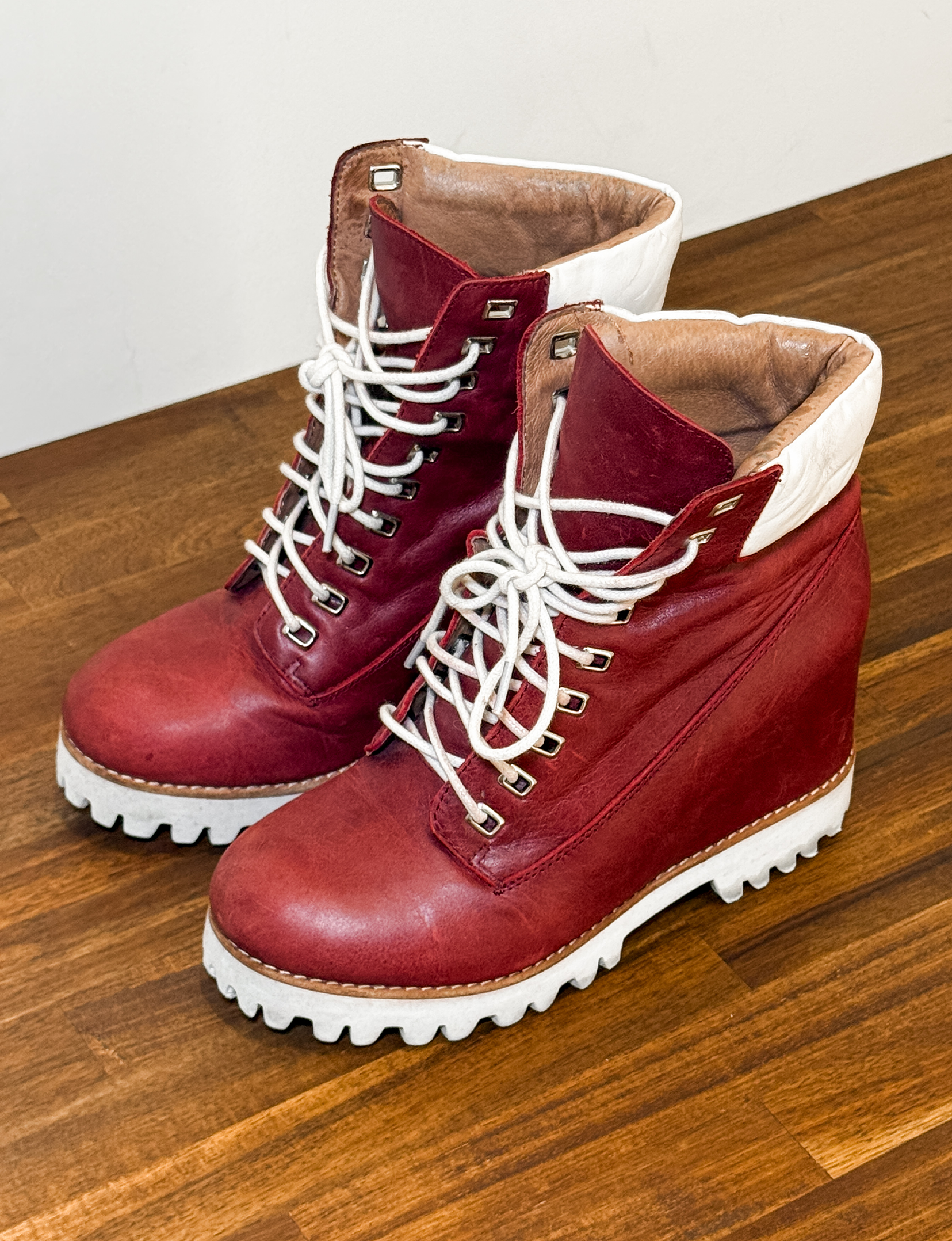 Jeffrey Campbell Wedge Boot, Burgundy/White
