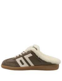 Easter Fuzzy Backless Sneakers, Taupe/Butter