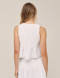 Pintuck Top, White