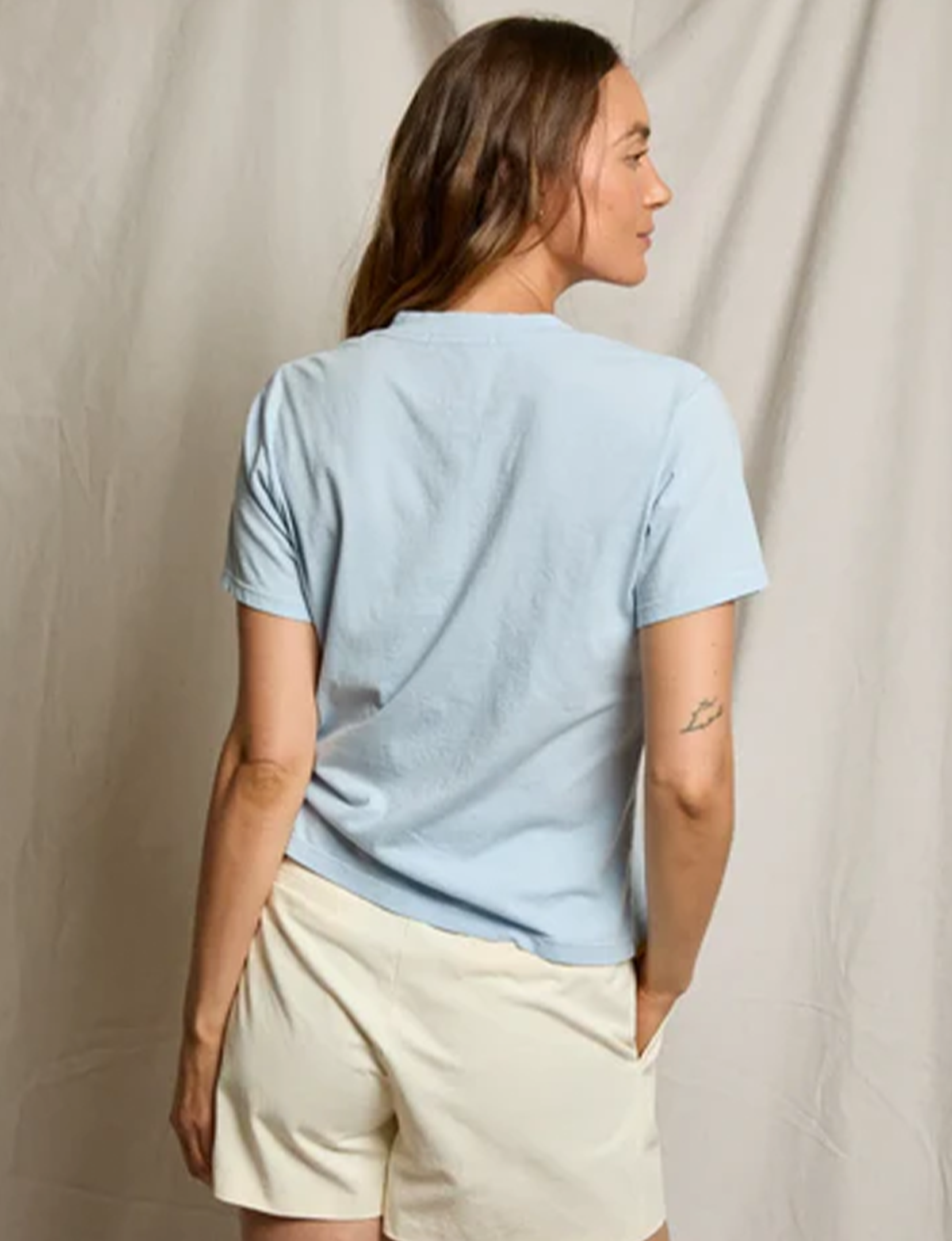 Hendrix V Neck Tee, Powder Blue