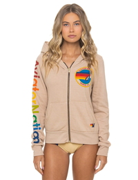 Logo Zip Hoodie, Sand