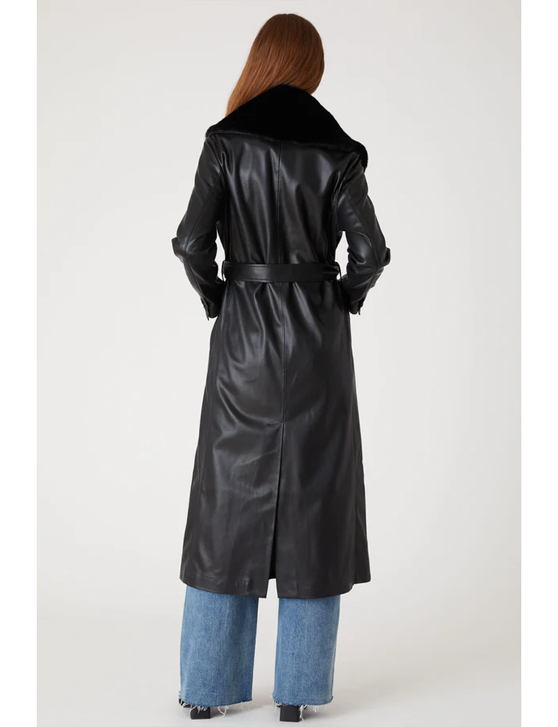 Blank NYC Vegan Leather Belted Trench, Late Night Feels