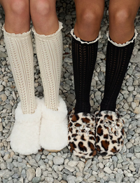 Misty Net Pointelle Tall Socks, Black