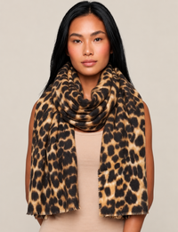 Oversized Animal Blankey Scarf, Leopard