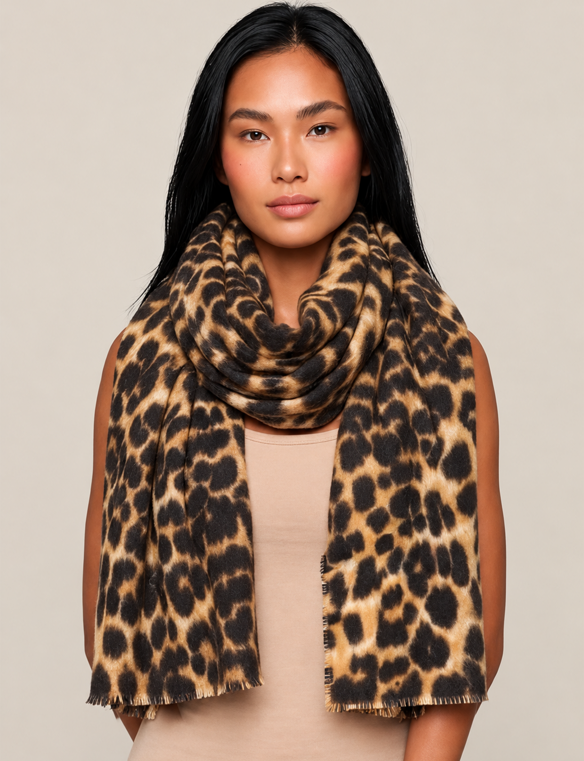 Oversized Animal Blankey Scarf, Leopard
