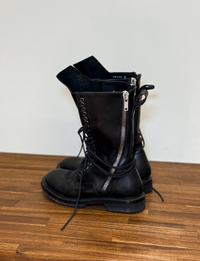 Rick Owens Combat Leather Boots, Black