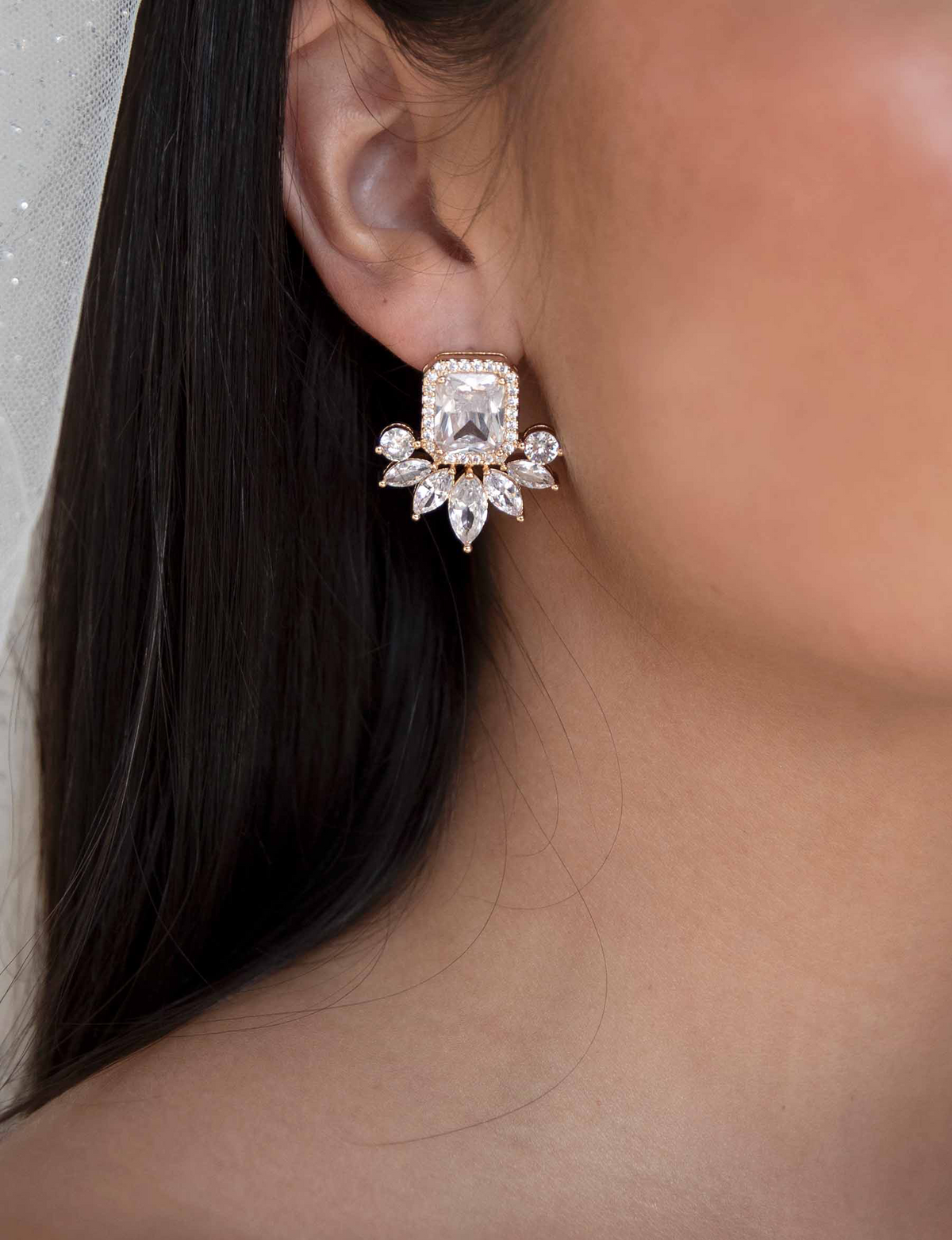 Shine Crystal Earrings, Gold