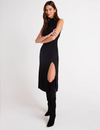 Mock Neck Midi Dress, Black