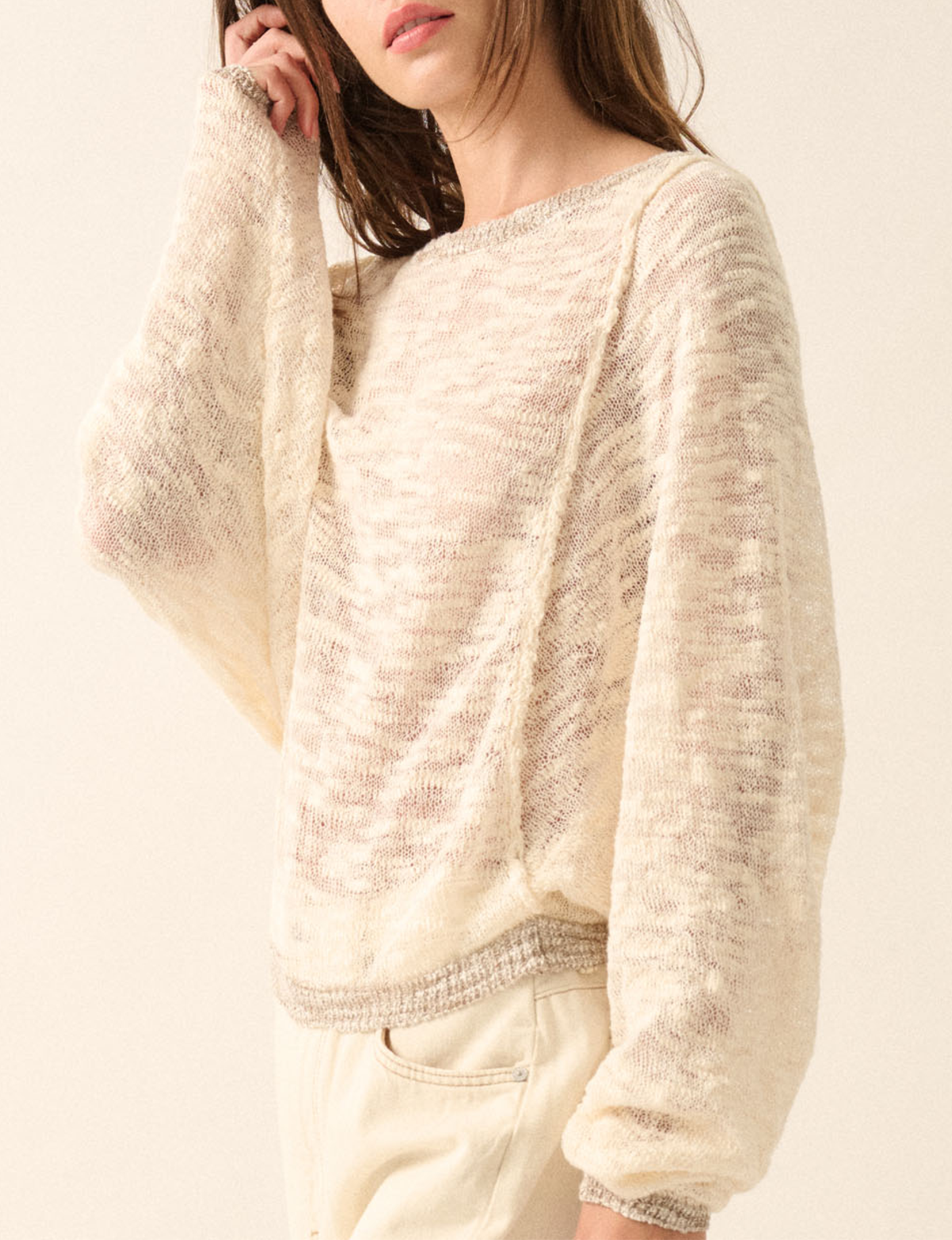 Burnout Dolman Sweater, Cream