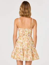 Tazia Mini Dress, Yellow Pink Floral