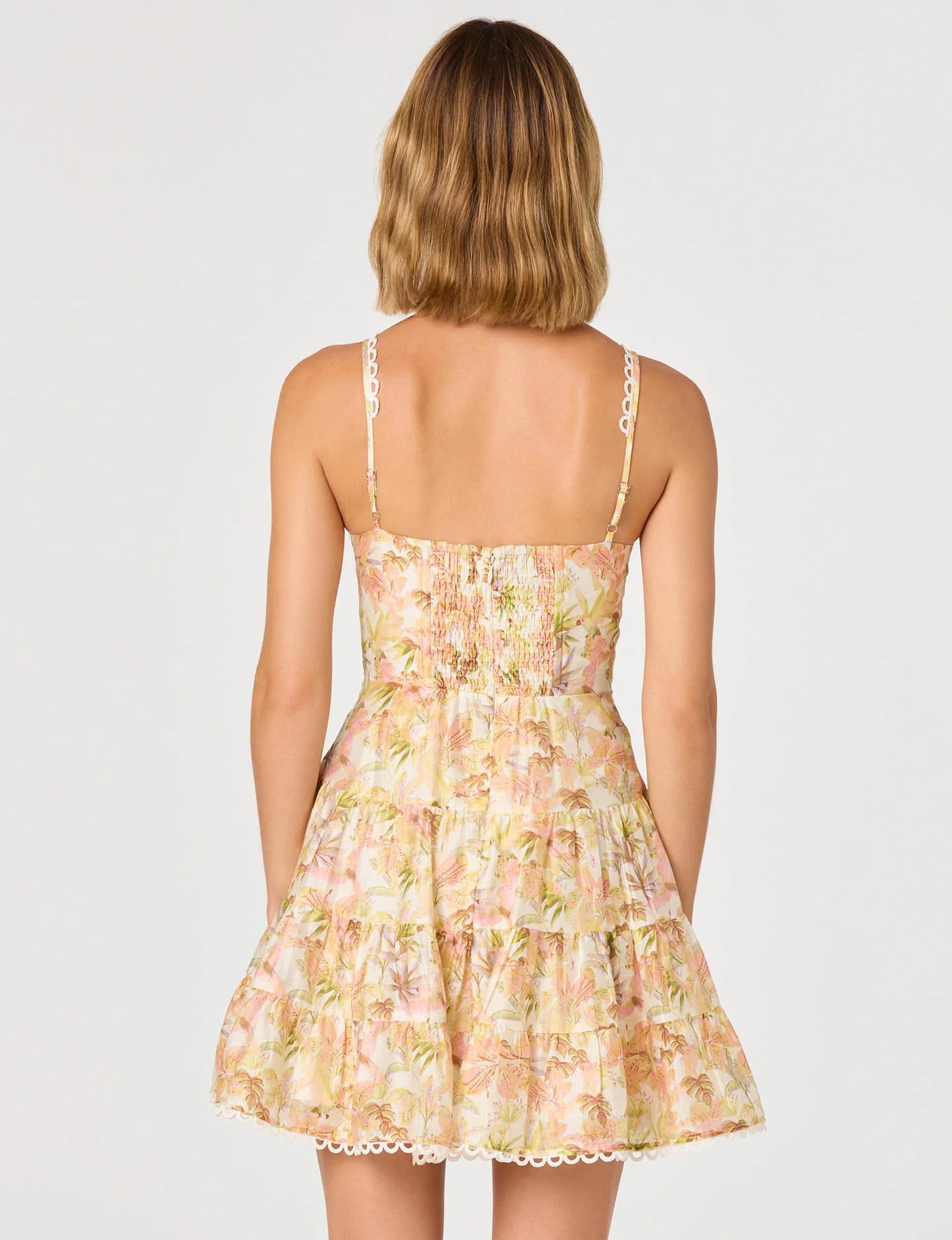 Tazia Mini Dress, Yellow Pink Floral