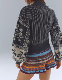 WTF Isle Tide Zip Up, Charcoal/Pattern