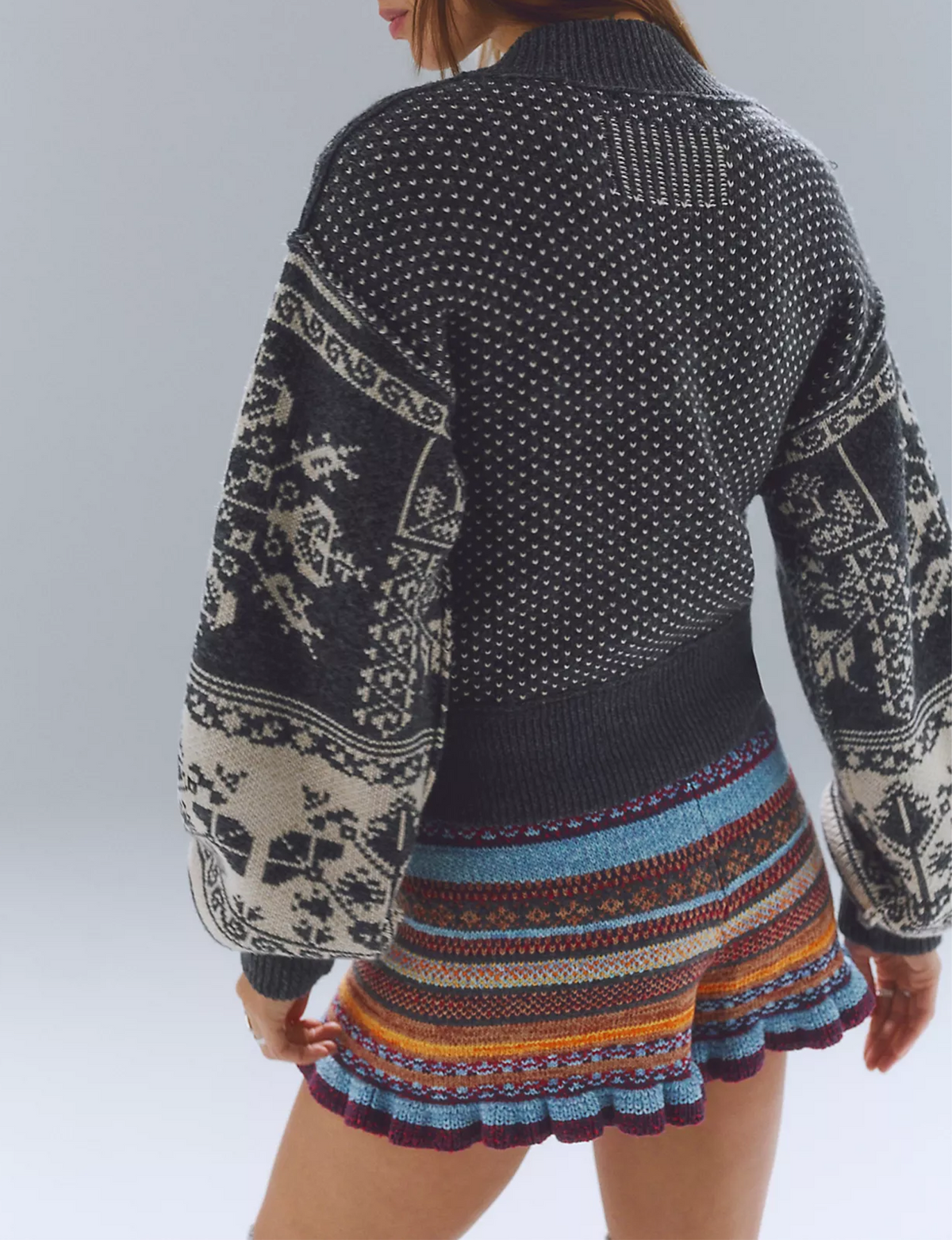 WTF Isle Tide Zip Up, Charcoal/Pattern