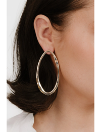 Hammered Large Oval Earrings, Gold