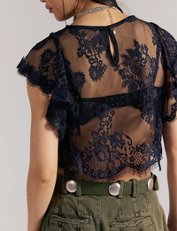 Lunar Ash Lace Top, Black