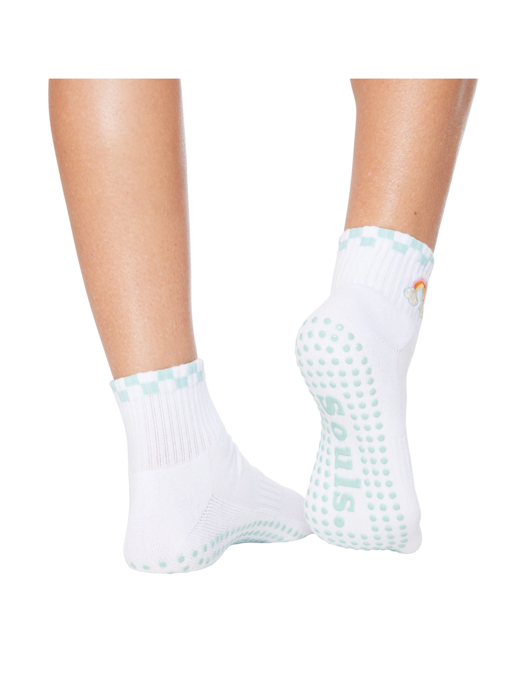 Rainbow Socks, White/Mint