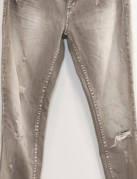 Free People Distressed Relaxed Skinny Jeans, Light Gray Wash