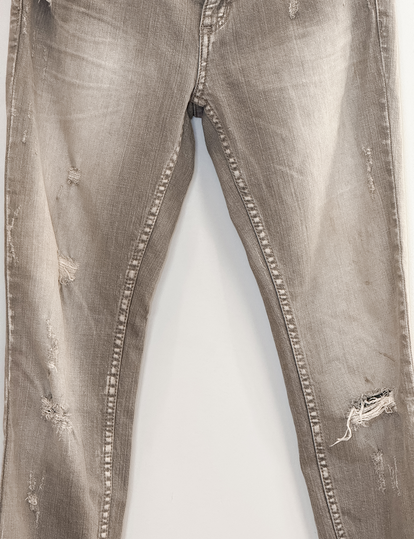Free People Distressed Relaxed Skinny Jeans, Light Gray Wash