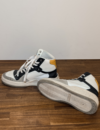 Saint Laurent High Top Sneakers, Grey Suede/Black Leather