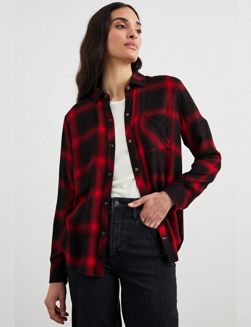 Hunter Plaid Flannel, Diffused Cardinal Black