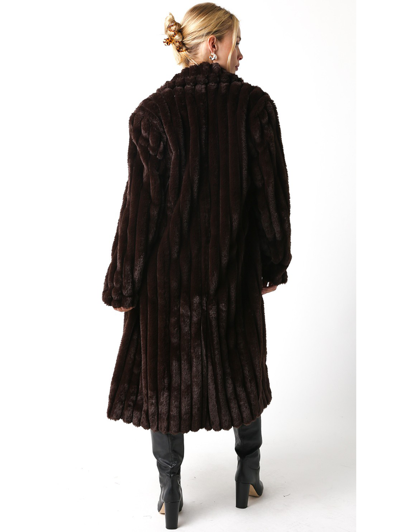 Devin Faux Fur Coat, Brown