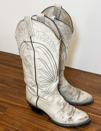 Tony Lama Style 7219 Cowboy Boots, Distressed White