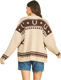 Western Horse Cardigan, Oatmeal