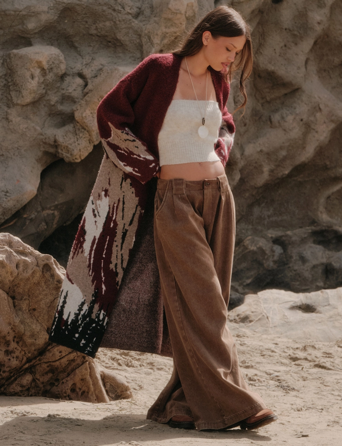 Mountain Scape Duster, Burgundy