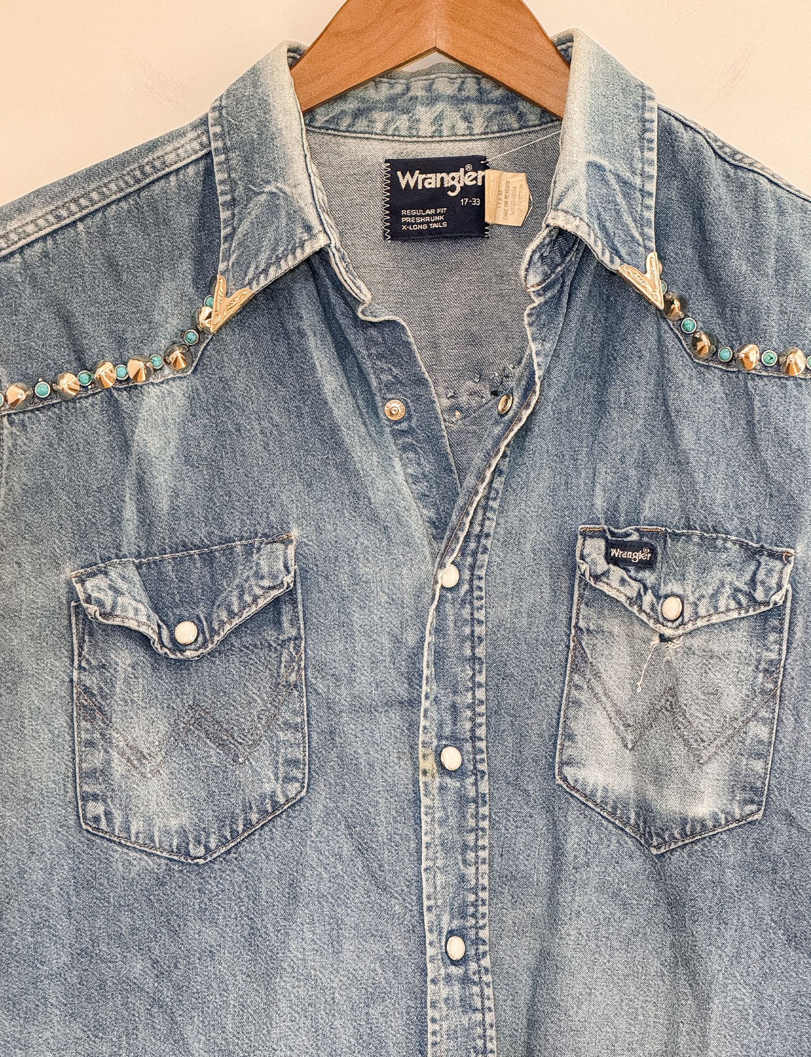Wrangler Studded Lightweight Vest, Denim