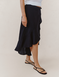 Ruffle Wrap Skirt, Black