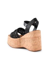 Willow Raffia Sandal, Black