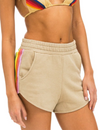 5 Stripe Women's Lounger Short, Sand/Pink Green