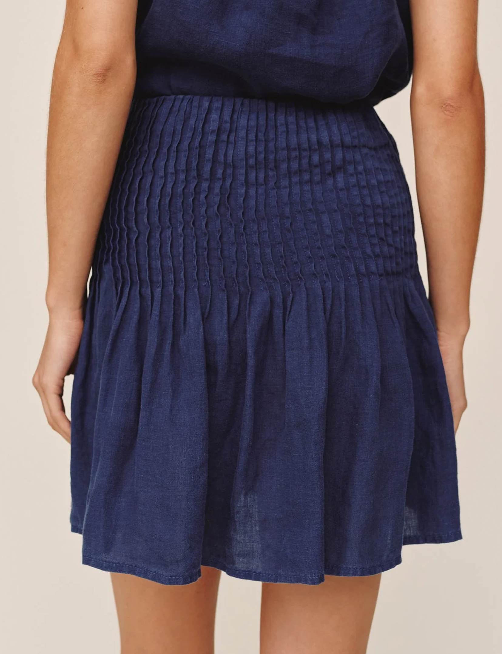 Pintuck Mini Skirt, Nautical Night