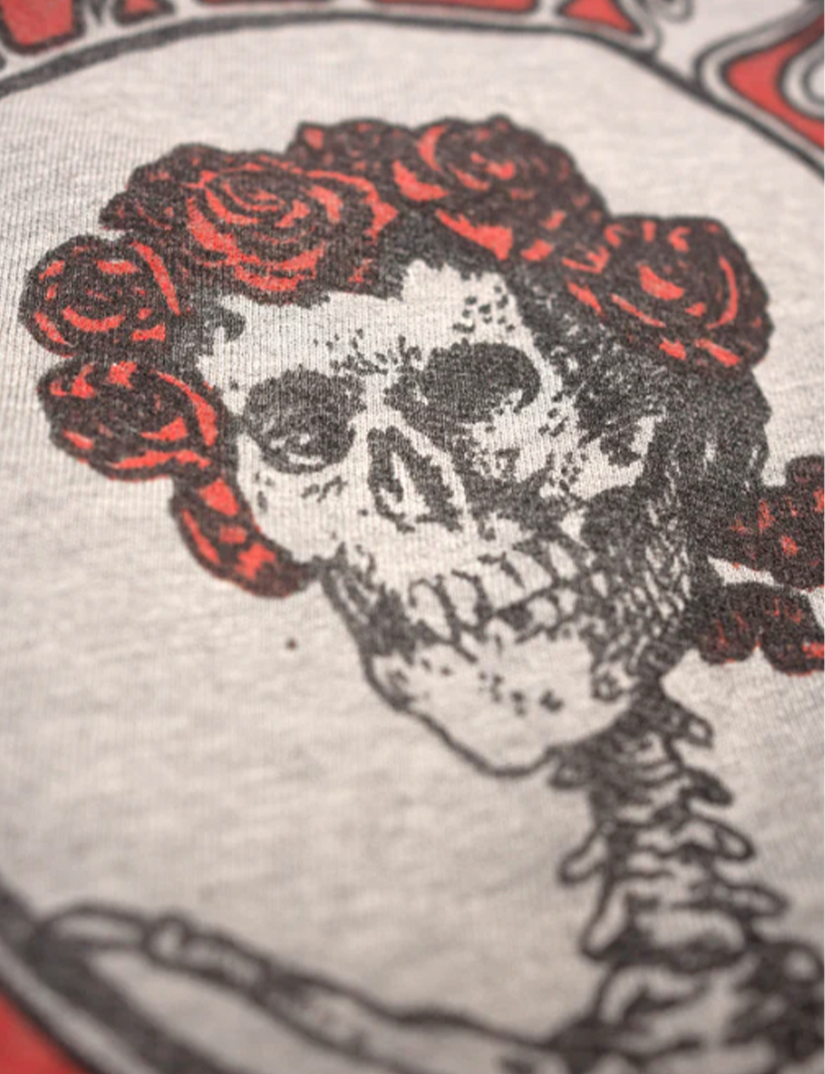 Grateful Dead Distressed Shrunken Crew Fleece, Heather Grey
