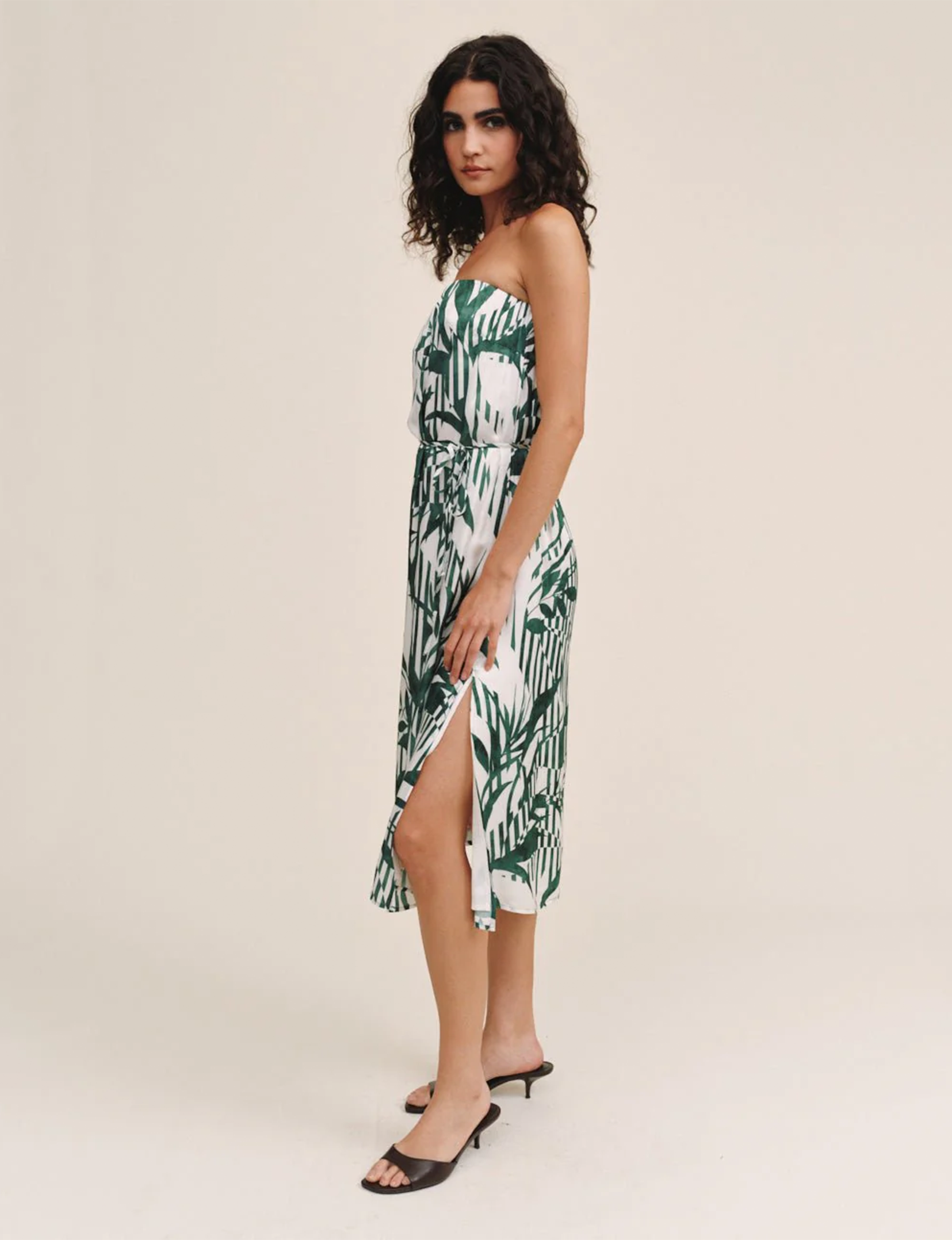 Flowy Midi Dress, Palm Paradise