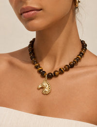 Stallion Beaded Necklace, Tiger Eye