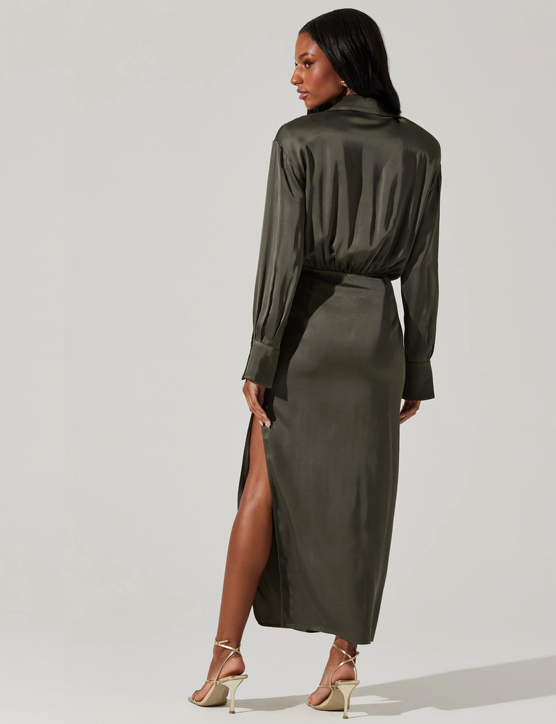 Elizabello Midi Shirt Dress, Moss