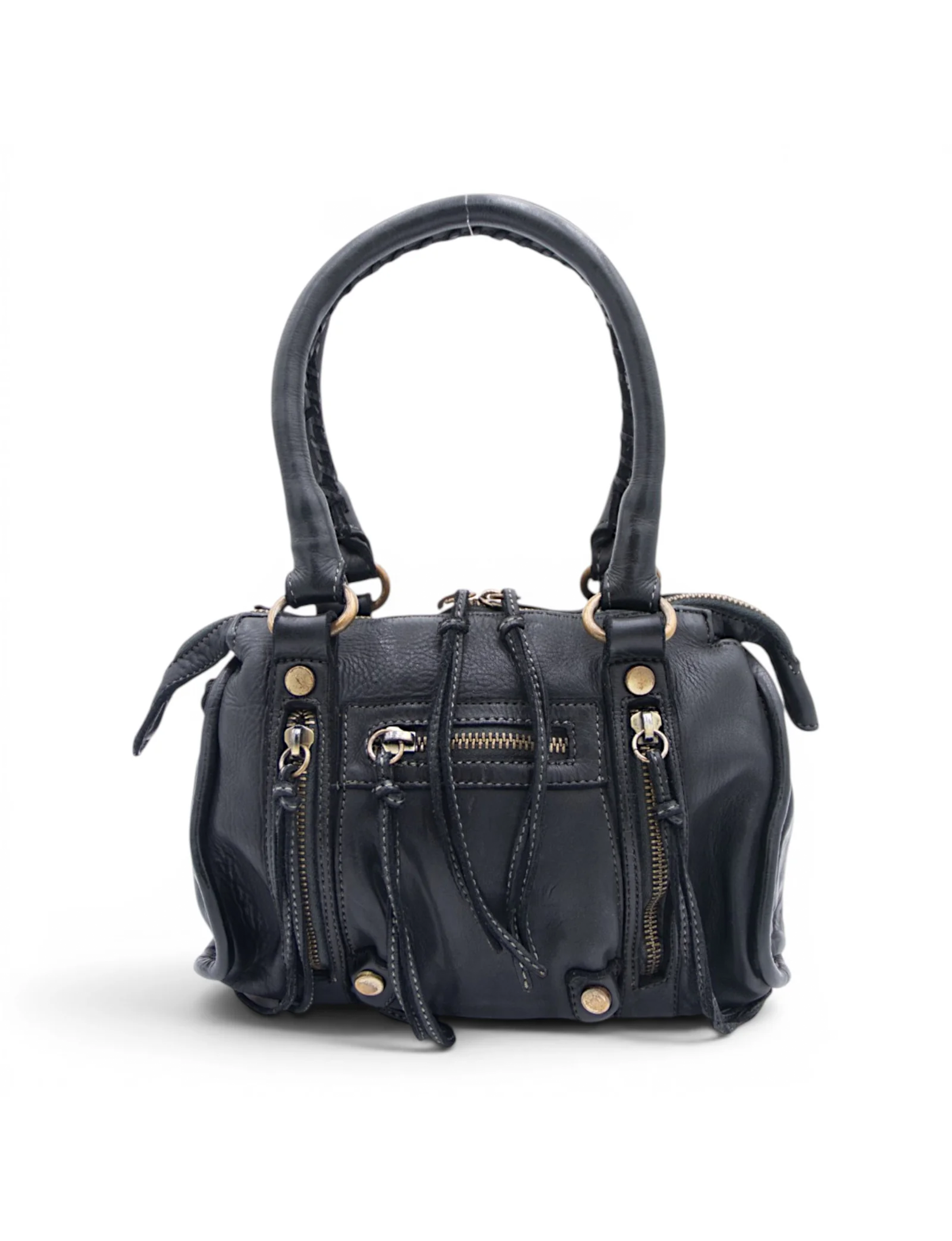 Small Leather Satchel, Black