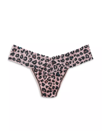 Printed Signature Lace Low Rise Thong, Lucky Leopard/Brown