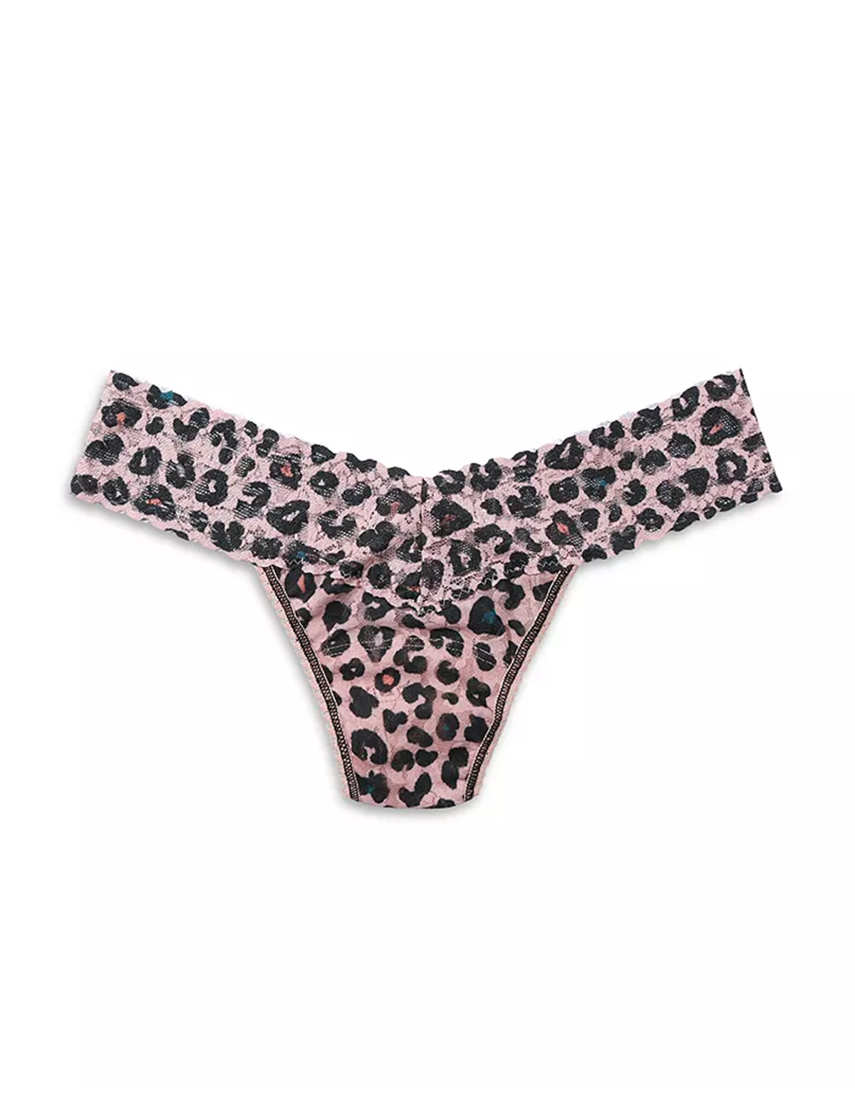 Printed Signature Lace Low Rise Thong, Lucky Leopard/Brown