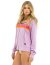 5 Stripe Zip Hoodie, Mauve/Magenta Orange