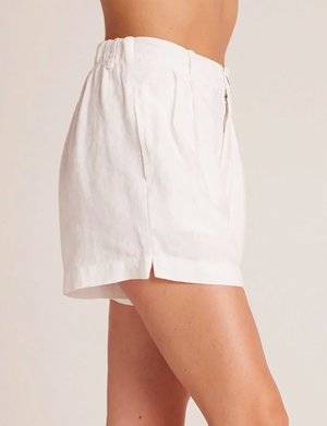 Pleat Front Trouser Short, White