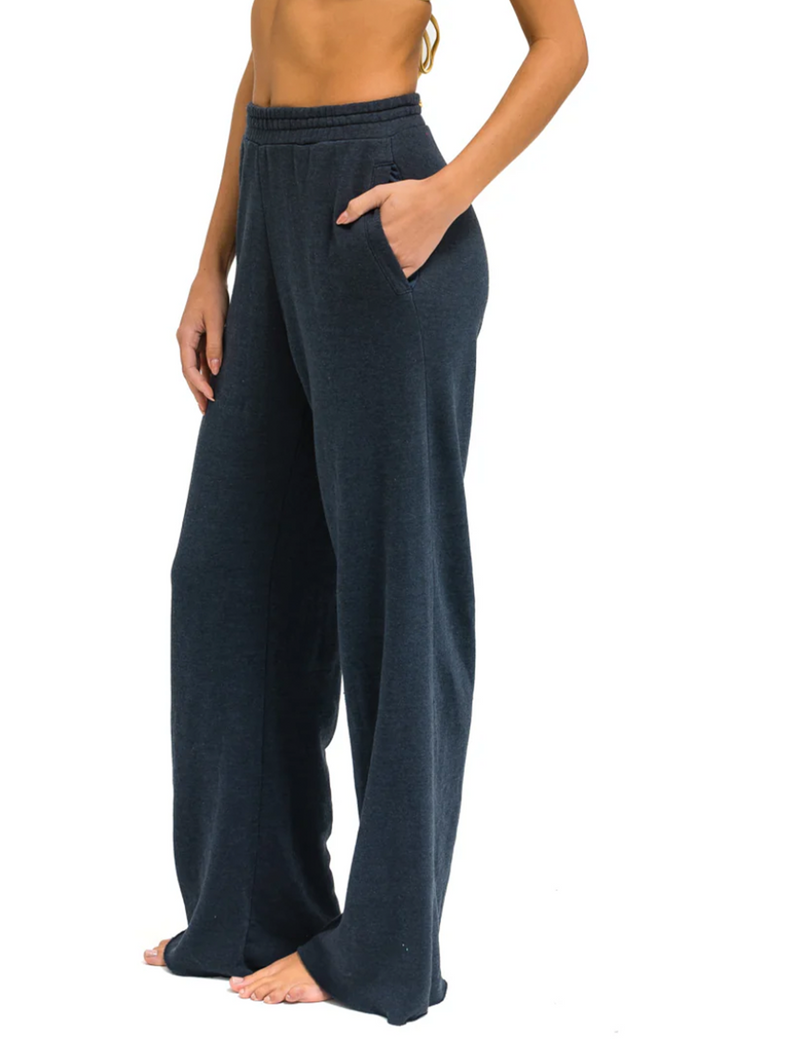 Womens Wide Leg Pocket Sweatpants, Charcoal