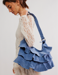 Rae Ruffle Shoulder Bag, Slate