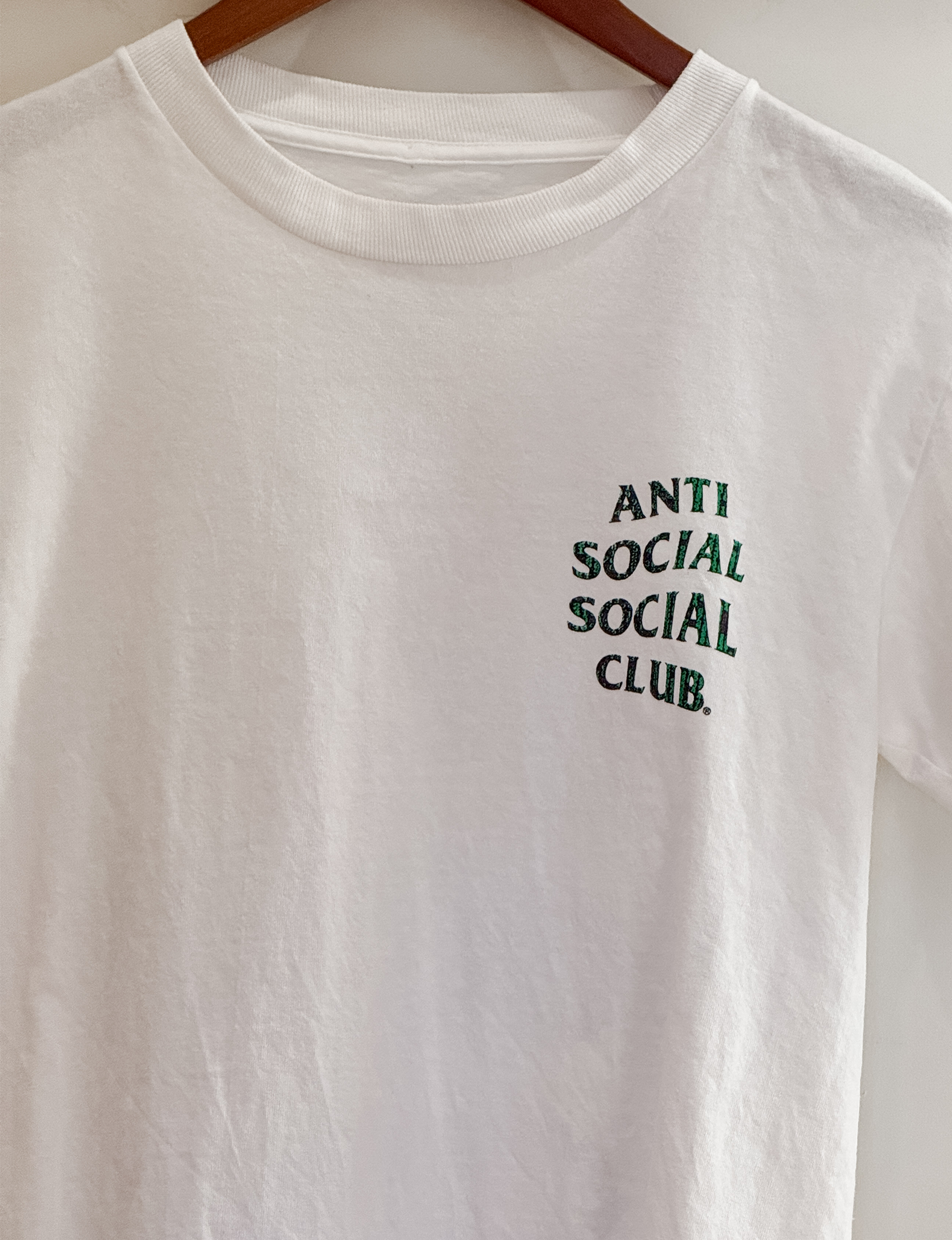 Anti Social Social Club Classic Logo Tee, White/Green