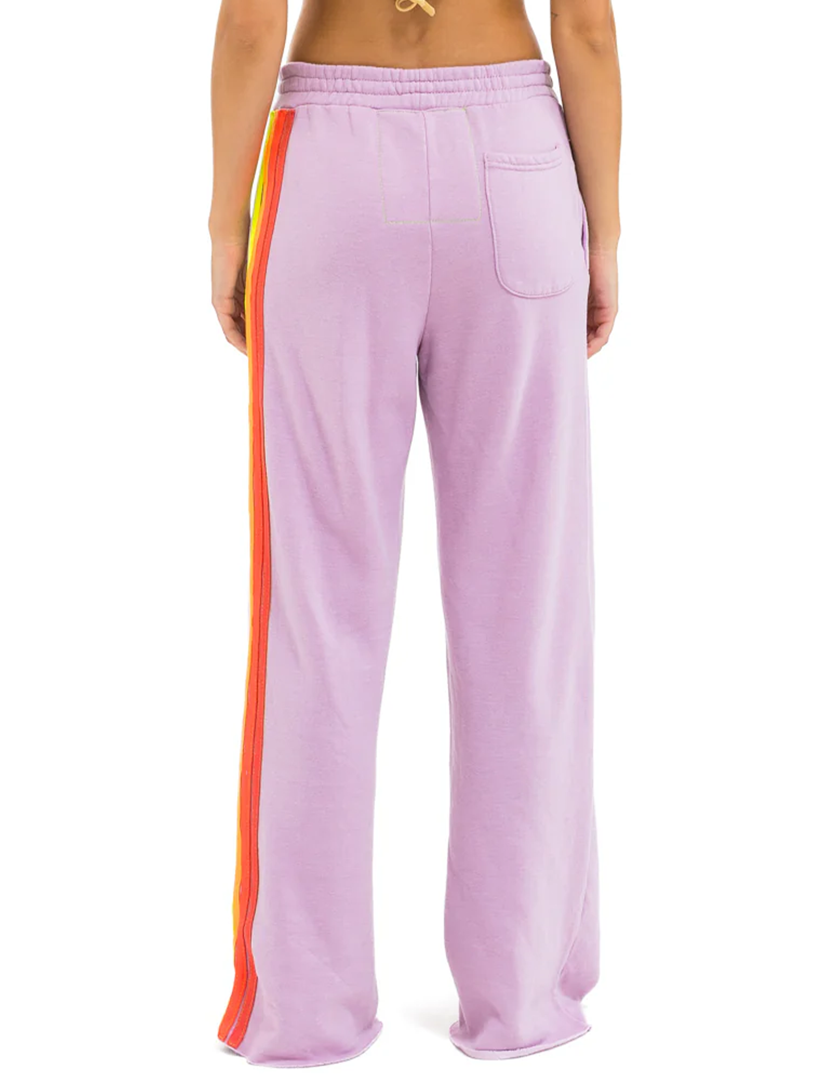 5 Stripe Wide Leg Pocket Sweatpants, Mauve/White Neon