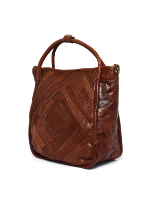 Benecio Leather Patchwork Tote, Brown