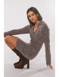 Milena Mini Sweater Dress, Chocolate Grape/Combo